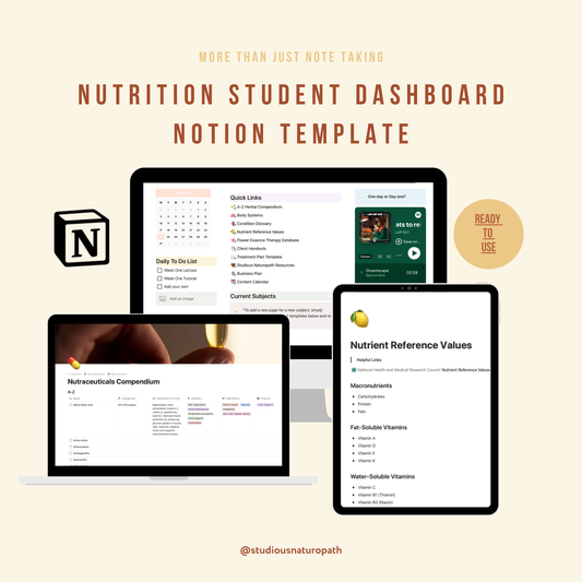 Ultimate NUTRITION Student Dashboard! - All-in-one Notion template